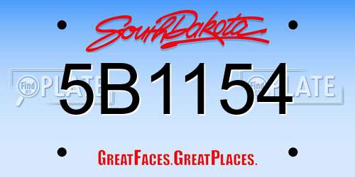 5B1154 South Dakota License Plate
