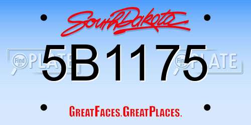 5B1175 South Dakota License Plate
