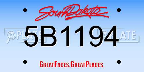 5B1194 South Dakota License Plate