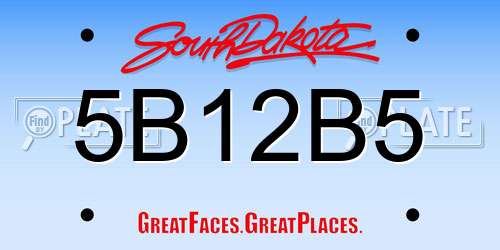 5B12B5 South Dakota License Plate