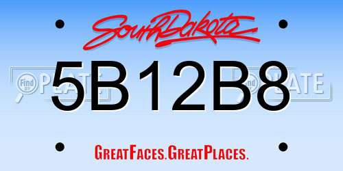 5B12B8 South Dakota License Plate