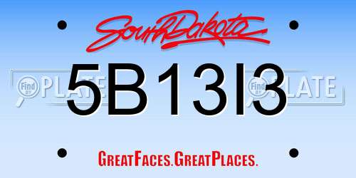 5B13I3 South Dakota License Plate