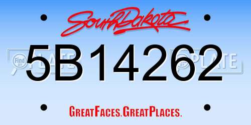 5B14262 South Dakota License Plate