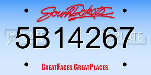 5B14267 South Dakota License Plate