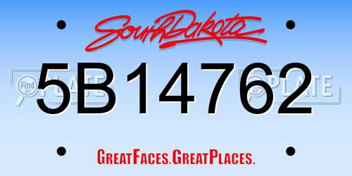 5B14762 South Dakota License Plate