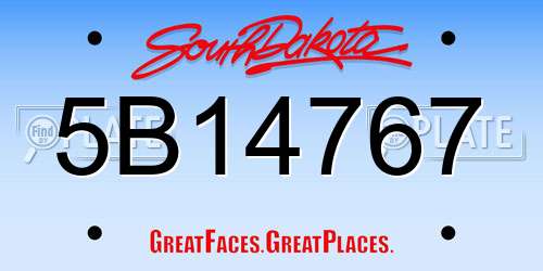 5B14767 South Dakota License Plate