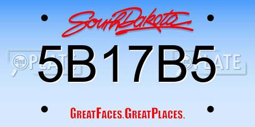 5B17B5 South Dakota License Plate