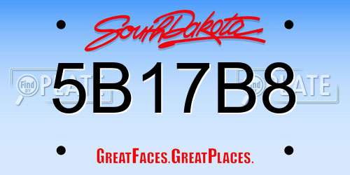 5B17B8 South Dakota License Plate