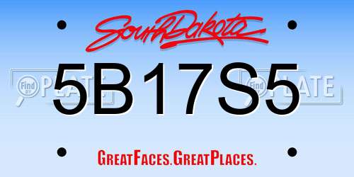 5B17S5 South Dakota License Plate