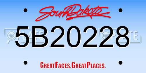 5B20228 South Dakota License Plate