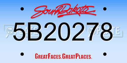5B20278 South Dakota License Plate