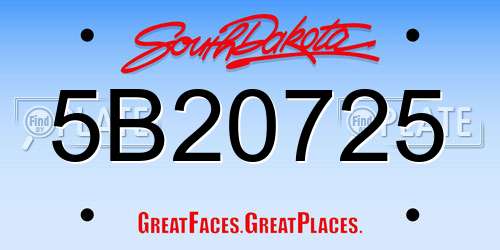 5B20725 South Dakota License Plate