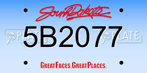 5B2077 South Dakota License Plate