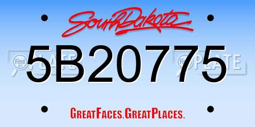 5B20775 South Dakota License Plate
