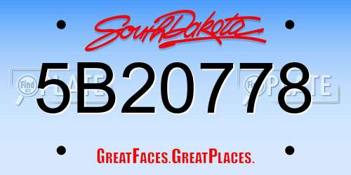 5B20778 South Dakota License Plate