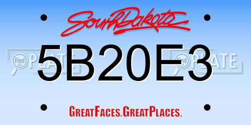 5B20E3 South Dakota License Plate