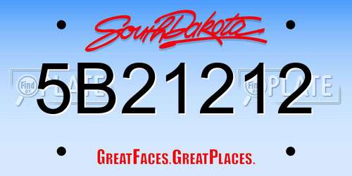 5B21212 South Dakota License Plate