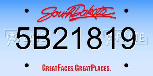 5B21819 South Dakota License Plate