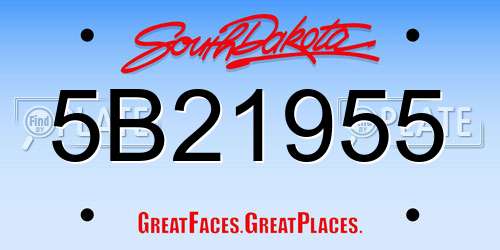 5B21955 South Dakota License Plate