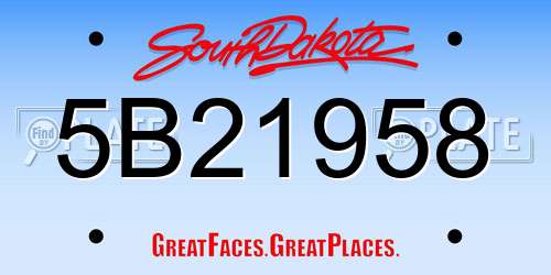 5B21958 South Dakota License Plate