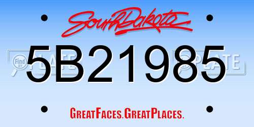 5B21985 South Dakota License Plate