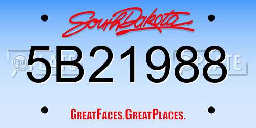 5B21988 South Dakota License Plate