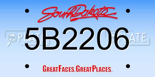 5B2206 South Dakota License Plate