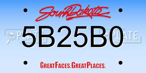 5B25B0 South Dakota License Plate