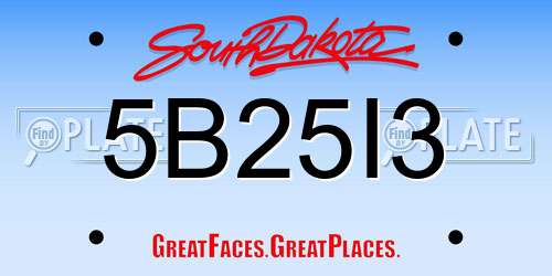 5B25I3 South Dakota License Plate