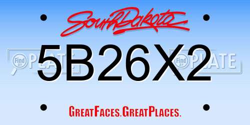 5B26X2 South Dakota License Plate