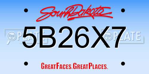 5B26X7 South Dakota License Plate