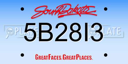 5B28I3 South Dakota License Plate