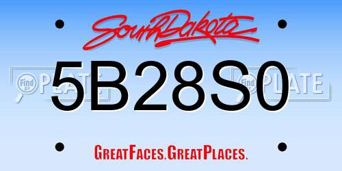 5B28S0 South Dakota License Plate