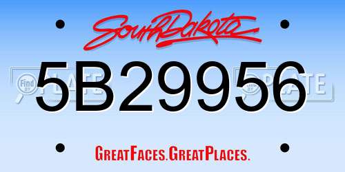 5B29956 South Dakota License Plate