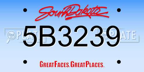 5B3239 South Dakota License Plate