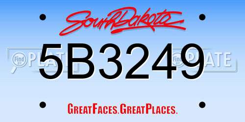 5B3249 South Dakota License Plate