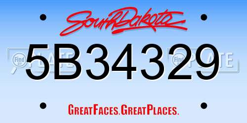 5B34329 South Dakota License Plate