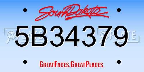 5B34379 South Dakota License Plate