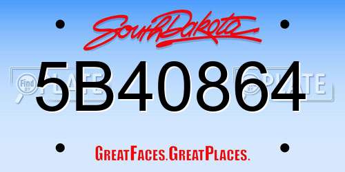 5B40864 South Dakota License Plate