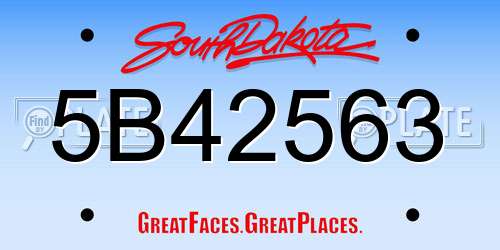 5B42563 South Dakota License Plate
