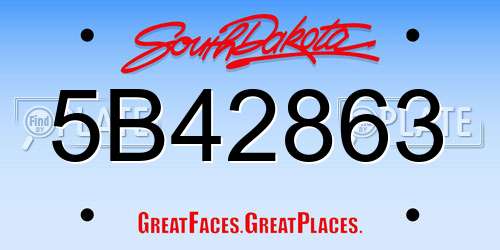 5B42863 South Dakota License Plate