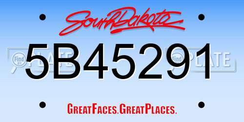 5B45291 South Dakota License Plate