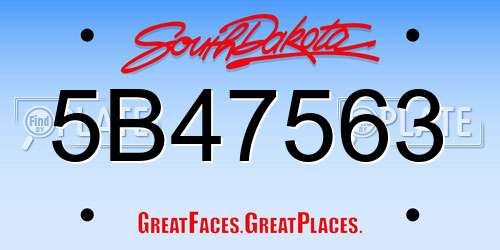 5B47563 South Dakota License Plate
