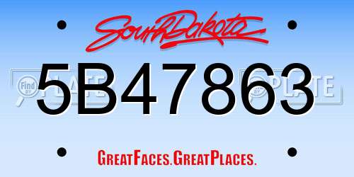 5B47863 South Dakota License Plate