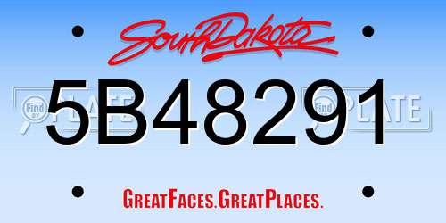5B48291 South Dakota License Plate