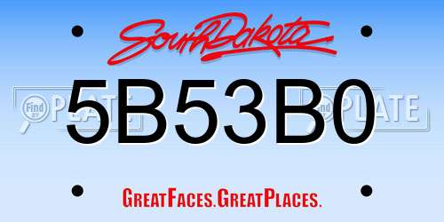 5B53B0 South Dakota License Plate