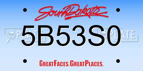 5B53S0 South Dakota License Plate