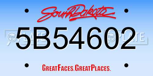 5B54602 South Dakota License Plate