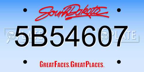 5B54607 South Dakota License Plate