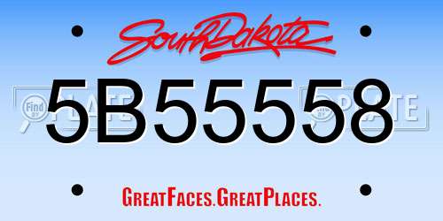 5B55558 South Dakota License Plate